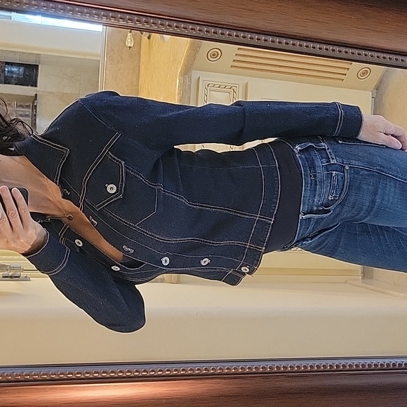 Charlotte Russe Dark Denim Button-down Jacket, S - Picture 5 of 16